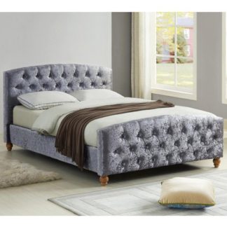 An Image of Millbrook Crushed Velvet King Size Bed In Silver
