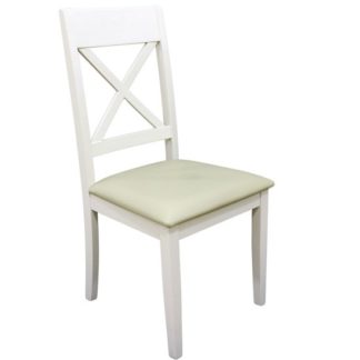 An Image of Ohio Cross Back Padded Dining Chair In Painted White