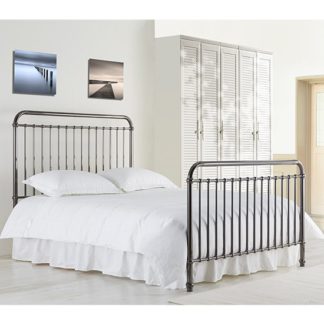 An Image of Rose Classic Metal King Size Bed In Black Nickel