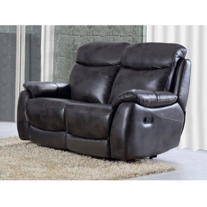 An Image of Canton Recliner 2 Seater Sofa In Grey Faux Leather