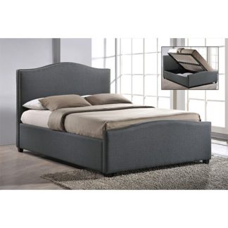 An Image of Brunswick Fabric Storage Ottoman King Size Bed In Grey