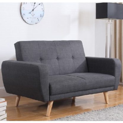 An Image of Durham Fabric Sofa Bed In Grey With Wooden Legs