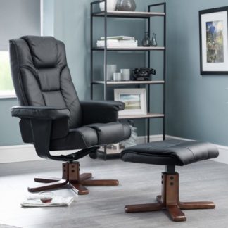 An Image of Malmo Faux Leather Swivel And Recliner Chair In Black