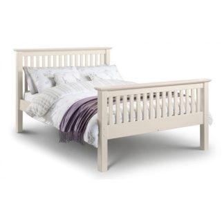 An Image of Velva Wooden King Size High Foot Bed In Stone White