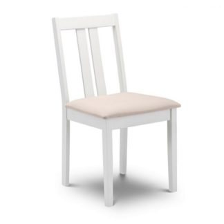 An Image of Kassia Wooden Dining Chair In Ivory Faux Suede Seat