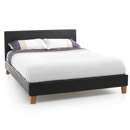 An Image of Tivoli Brown Faux Leather Super King Size Bed