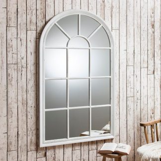An Image of Fulham Wall Mirror In White With Window Pane Design