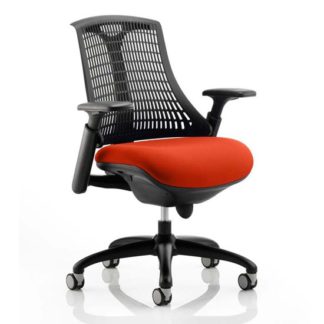 An Image of Flex Task Black Back Office Chair With Tabasco Red Seat