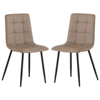 An Image of Manhattan Taupe Leather Dining Chair In A Pair
