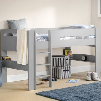 An Image of Pluto Wooden Midsleeper Bunk Bed In Dove Grey