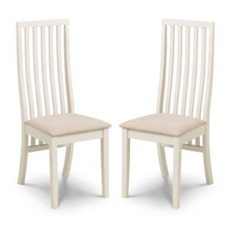 An Image of Vermont Ivory Faux Suede Dining Chairs In Pair