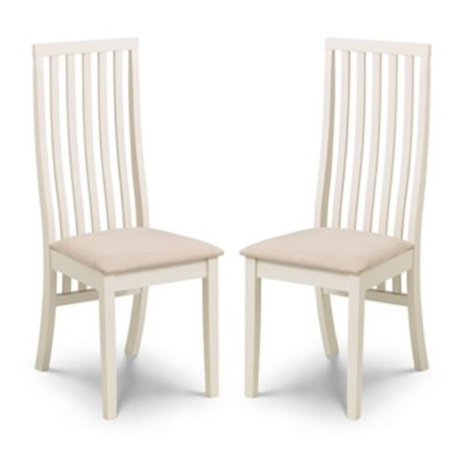 An Image of Vermont Ivory Faux Suede Dining Chairs In Pair