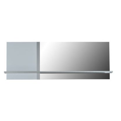 48b60e822b73ee6a9366e7124b6262ba24812ff65e1d54e84237a14cabf821dc.jpg An Image of Crossana Wall Mirror In Stainless Lacquered Paper With 1 Shelf
