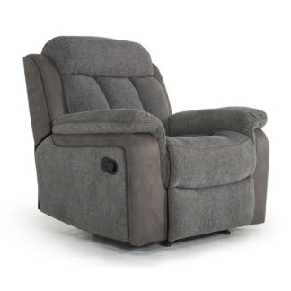 An Image of Karr Two Tone Recliner Fabric Armchair In Grey