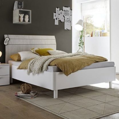 An Image of Altair Fabric Single Bed In Matt White And Grey