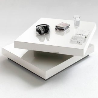 An Image of Hugo Square Coffee Table High Gloss White With Twist Top
