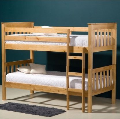 An Image of Charleston Wooden Bunk Bed In Antique Pine Finish