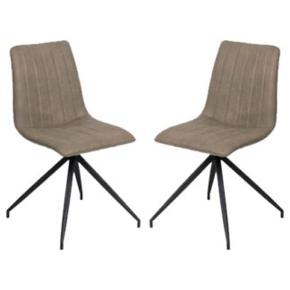 An Image of Isaac Taupe Faux Leather Dining Chairs In Pair