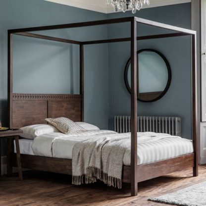 An Image of Boho Retreat Wooden King Size Bed In Walnut