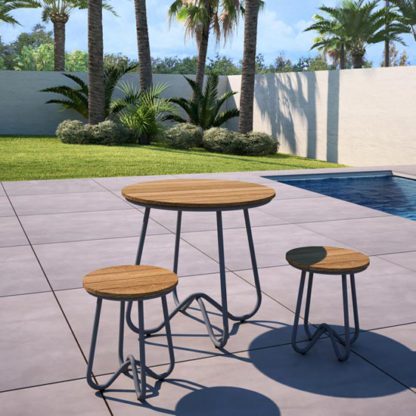 4a1cf0a68e51f62febcce178b9033799cee52084026b83c303f3fe6496c1cb36.jpg An Image of Novogratz Bobbi Bistro Set In Charcoal Grey With 2 Stools