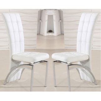 An Image of Ravenna Dining Chair In White Faux Leather in A Pair