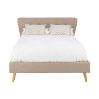 An Image of Parumleo Wooden King Size Bed In Beige