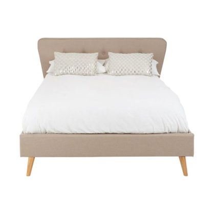An Image of Parumleo Wooden King Size Bed In Beige