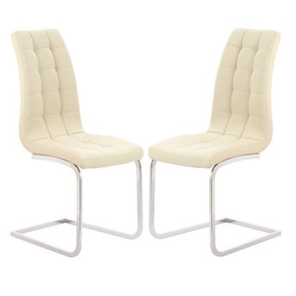 4a7f2abce36853ad19d43a813ff5db14c0ac5d3e7214bdc720d0d7cf38b7c8d9.jpg An Image of Torres Dining Chair In Cream Faux Leather in A Pair