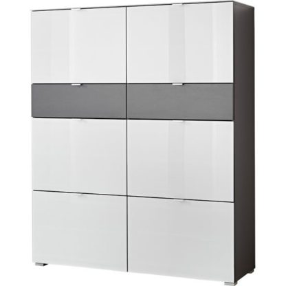 An Image of Alameda Shoe Cabinet In Anthracite And White Glass Front