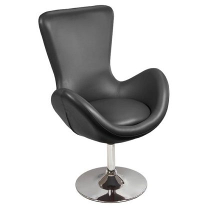4af902bbbd4eaee40e9707349180b23ffa6d58a546db03800e1c3e0983210a36.jpg An Image of Destiny Modern Rotating Bucket Chair in Black Faux Leather