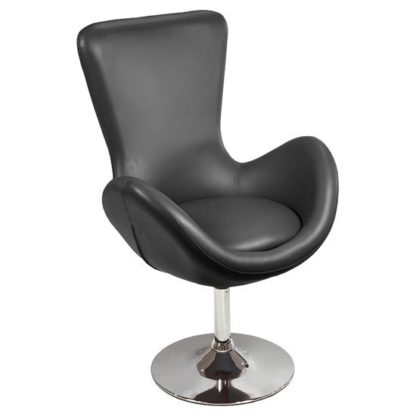 An Image of Destiny Modern Rotating Bucket Chair in Black Faux Leather