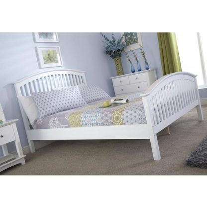 An Image of Madrid Rubberwood King Size Bed In White