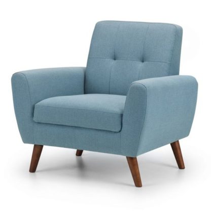 An Image of Monza Linen Compact Retro Lounge Chaise Armchair In Blue
