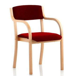 An Image of Charles Office Chair In Chilli And Wooden Frame With Arms
