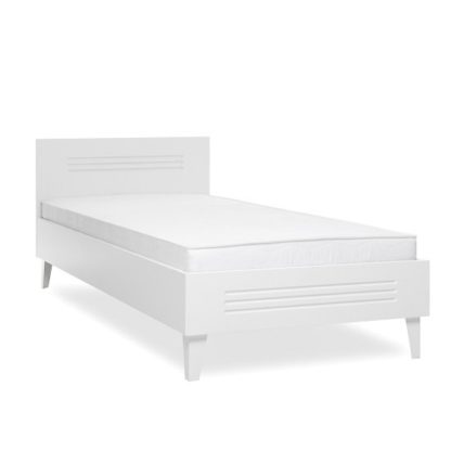 4b9e7a99de3597f378942b5cb4de065abe18cc49ec05115dc29b0fd0c9741be7.jpg An Image of Hampstead Contemporary Wooden Single Bed In White