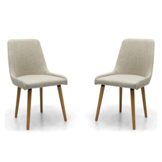 An Image of Capri Flax Effect Natural Dining Chairs In Pair