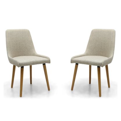 An Image of Capri Flax Effect Natural Dining Chairs In Pair
