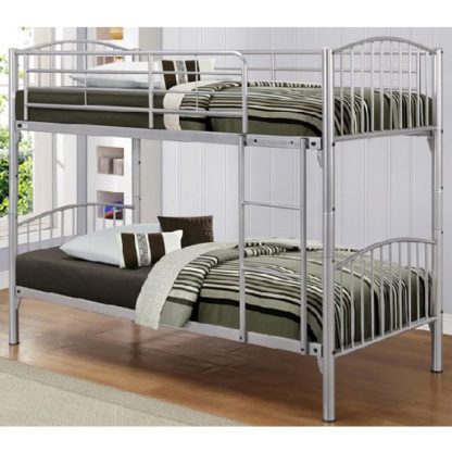 An Image of Paddington Children Metal Bunk Bed In Silver