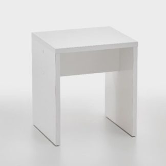 An Image of Pisces Dressing Table Stool In Glossy White