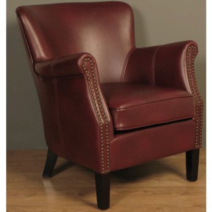 An Image of Aquarii Leather Air Fabric Lounge Armchair Burgundy