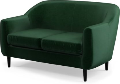 An Image of Custom MADE Tubby 2 Seater Sofa, Bottle Green Velvet with Black Wood Leg