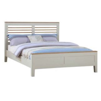 An Image of Trimble Wooden King Size Bed In Spanish White Painted