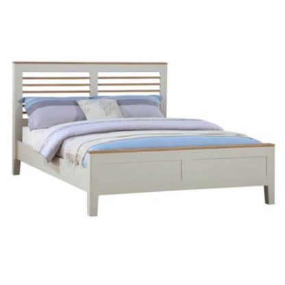 4c42e1c591220b901b34cf2d46ece074b7527eccadcac805b5cb870085c8082a.jpg An Image of Trimble Wooden King Size Bed In Spanish White Painted