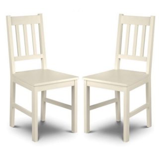 An Image of Amandes Wooden Dining Chair In Stone White Lacquer In A Pair