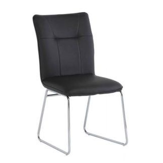 An Image of Albany PU Leather Dining Chair In Dark Grey