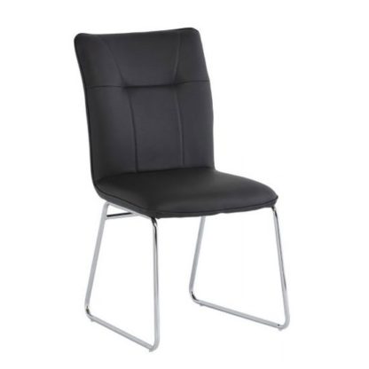 4c86da596855dfe12ef8bbc0ddbce85e0f002f8bc54f95c8a17b91f71bac0965.jpg An Image of Albany PU Leather Dining Chair In Dark Grey