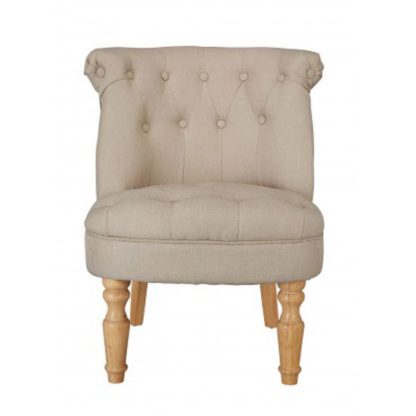 An Image of Carlos Boudoir Style Chair In Beige Fabric With Linen Effect