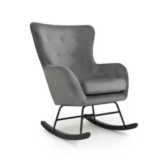 An Image of Alpine Brushed Velvet Rocking Chair In Grey