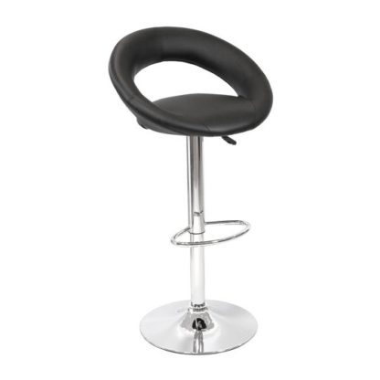 4d18b13369a57f0cdbb068c9050dba43ba58f32c234120f34666bb4ac2f1abc2.jpg An Image of New Moon Black Faux Leather Bar Stool With Chrome Base