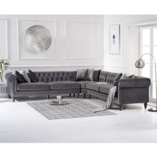 An Image of Candela Modern Fabric Corner Sofa In Grey Velvet